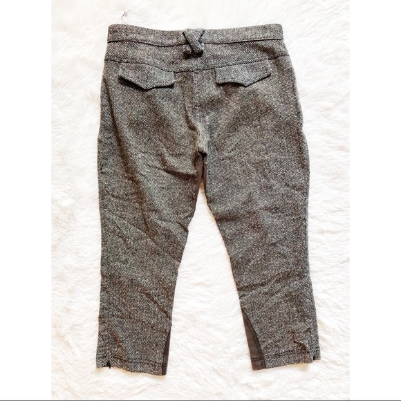 Acciaio Wool Houndstooth Capri Pant Brown Beige S - Picture 5 of 6